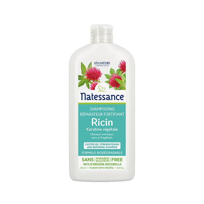 NATESSANCE Shampooing Ricin Réparateur Fortifiant 500ml
