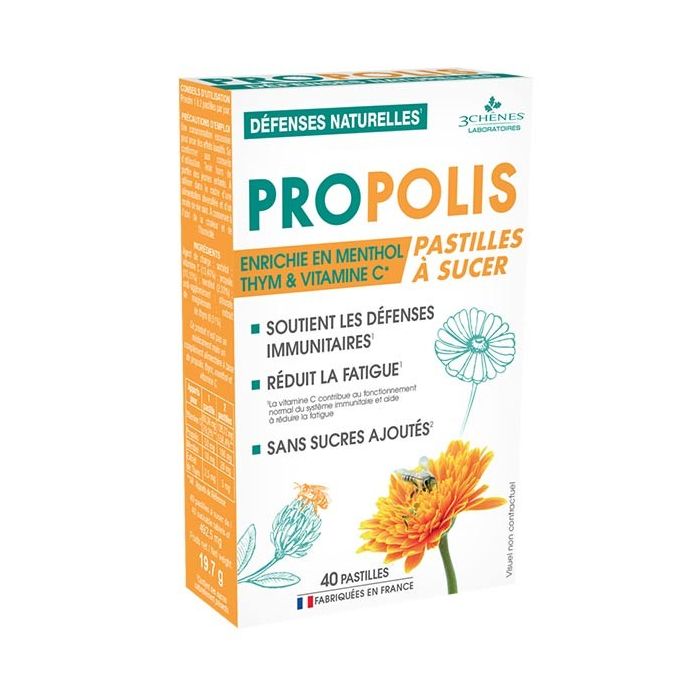 PROPOLIS PASTILLES A SUCER 3 CHENES 40 PASTILLES