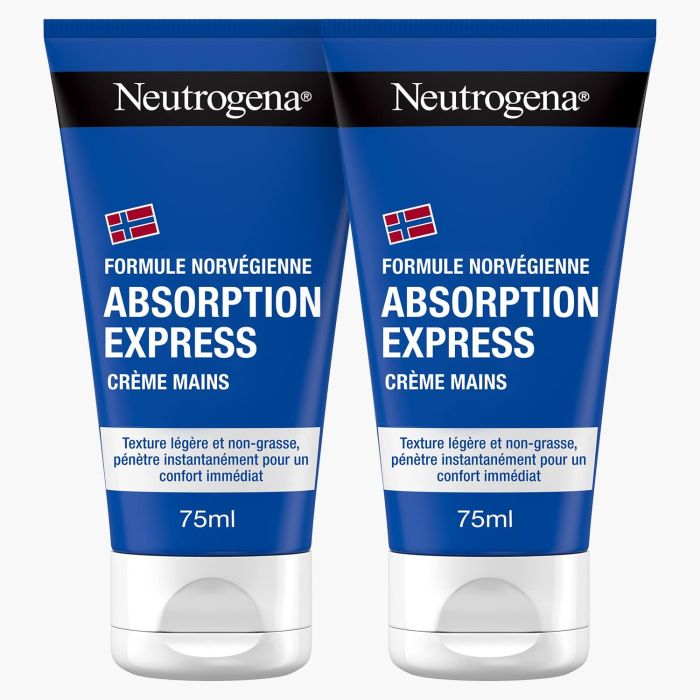 Creme mains neutrogena formule norvegienne absorption express, lot de 2 x 75ml