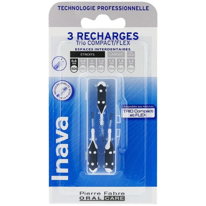 INAVA TRIO COMPACT Recharge 0.6mm ISO 0 (Noir) - 3 Brossettes
