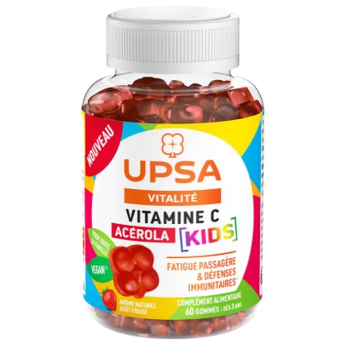 Vitalité Acerola Kids UPSA Fatigue Passagère Dès 3 ans 60 gommes