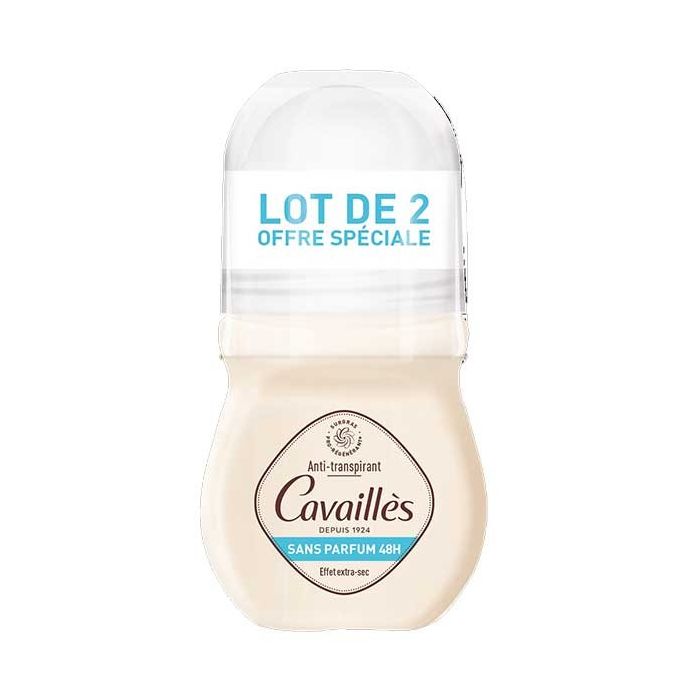 ROGE CAVAILLES Déodorant Absorb+ Anti-Transpirant 48h Sans Parfum Roll-On 2x50ml