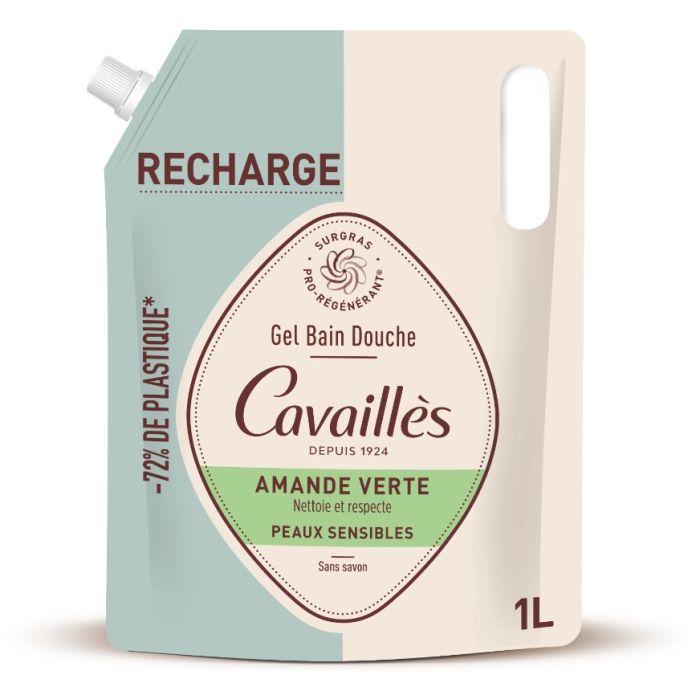 Eco-Recharge 1L Gel Bain Douche Cavailles Amande Verte