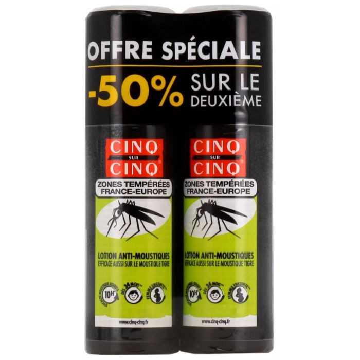 Cinq sur Cinq Lotion Zone Tempérées Anti-Moustique 2x100ml