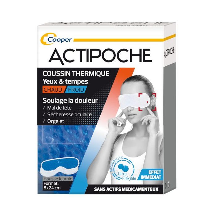 ACTIPOCHE Coussin Thermique Masque Yeux et Tempes Microbilles Chaud/Froid