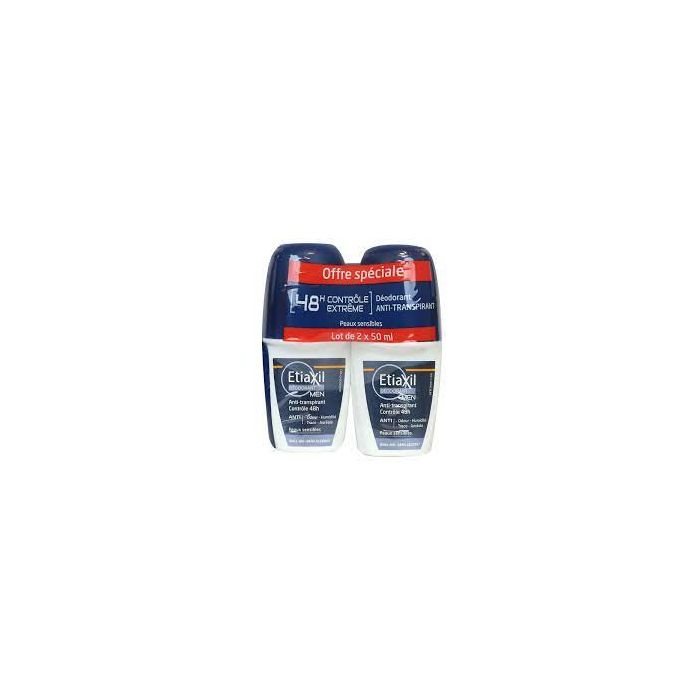 ETIAXIL Déodorant Men Anti-Transpirant 48h Roll-On 2x50ml