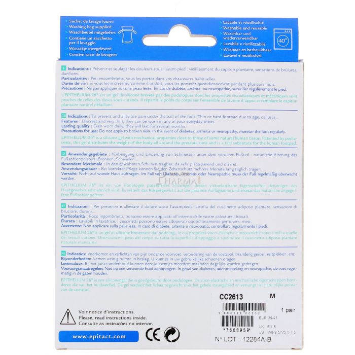 Coussinets plantaires epitact a l'epithelium 26 taille m