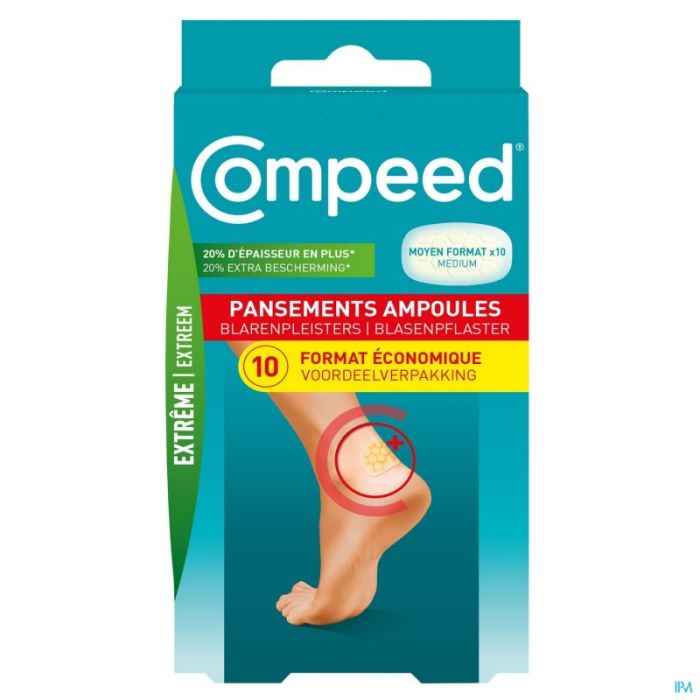 Boite de 10 Pansements Compeed Extrême ampoules moyen format