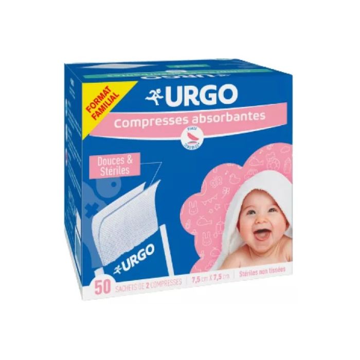 Compresses Absorbantes steriles Urgo 7.5x7.5cm boite de 100 - format Familial