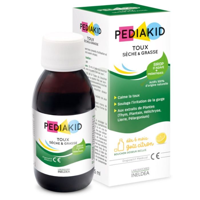 Pediakid sirop apaisant pour la toux des enfants 125ml | sirop d'agave + prebiotiques