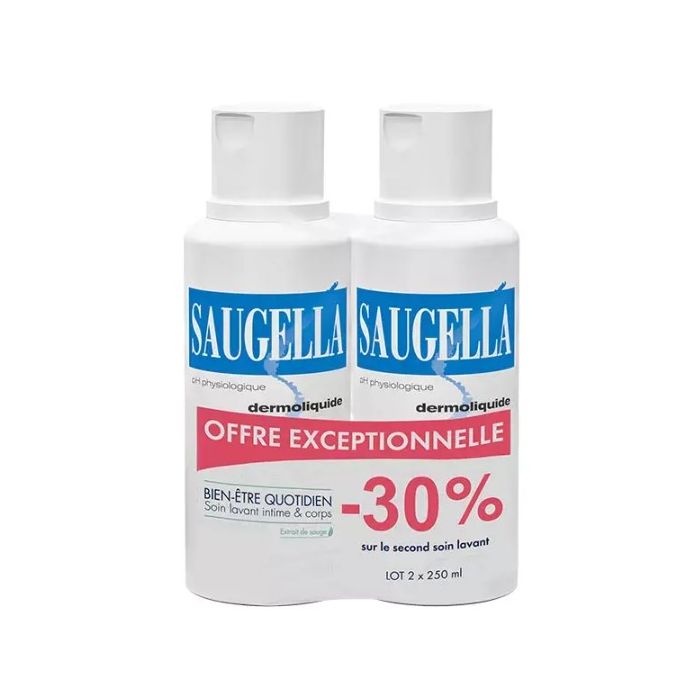 Saugella Dermoliquide Toilette Intime PH Physiologique 2x250ml