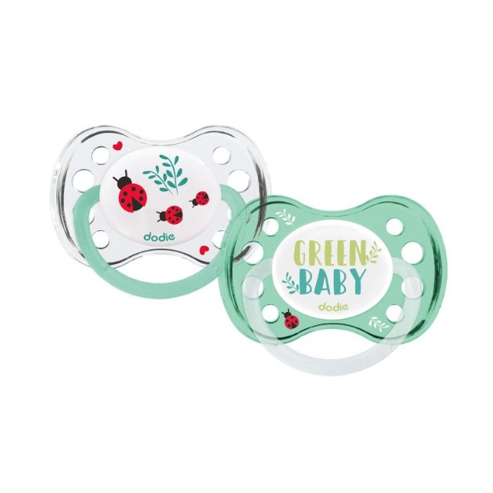 Green Sucette Anatomique Dodies Silicone +6m x2