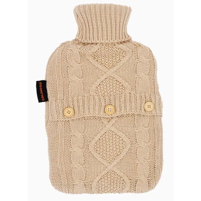 Housse de Tricot Beige Bouillotte Calindoo 2L 