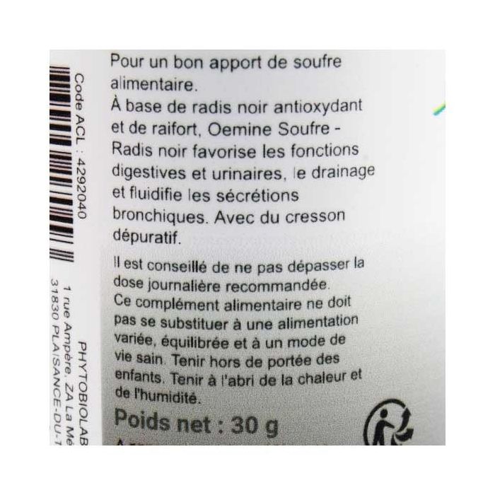 Soufre radis-noir oemine 60 gelules