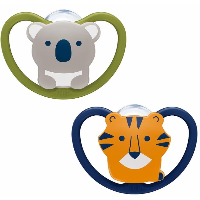 Nuk Silicone Sucette Space 6-18m Koala et Tigre X2