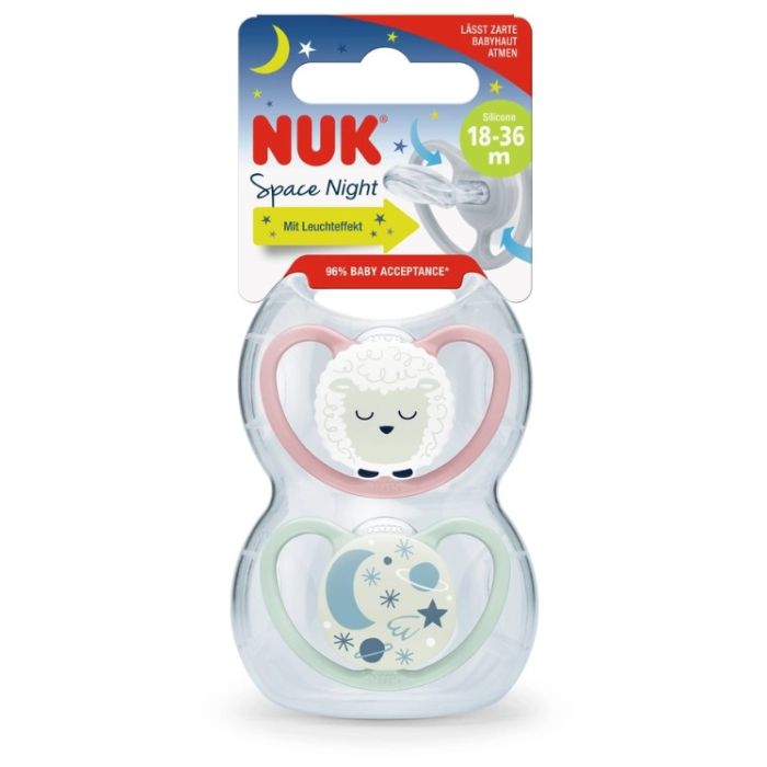 Space Night NUK Sucette Mouton 18-36 mois Physiologique x2