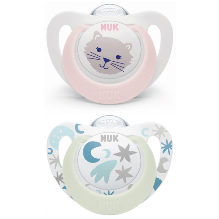 Nuk Fille Sucette physiologique Jour & Nuit 0-6m x2