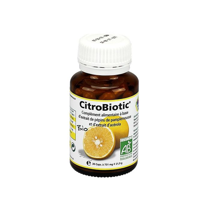 CITROBIOTIC Extrait de Pépins de Pamplemousse & Acérola BIO 30 gélules
