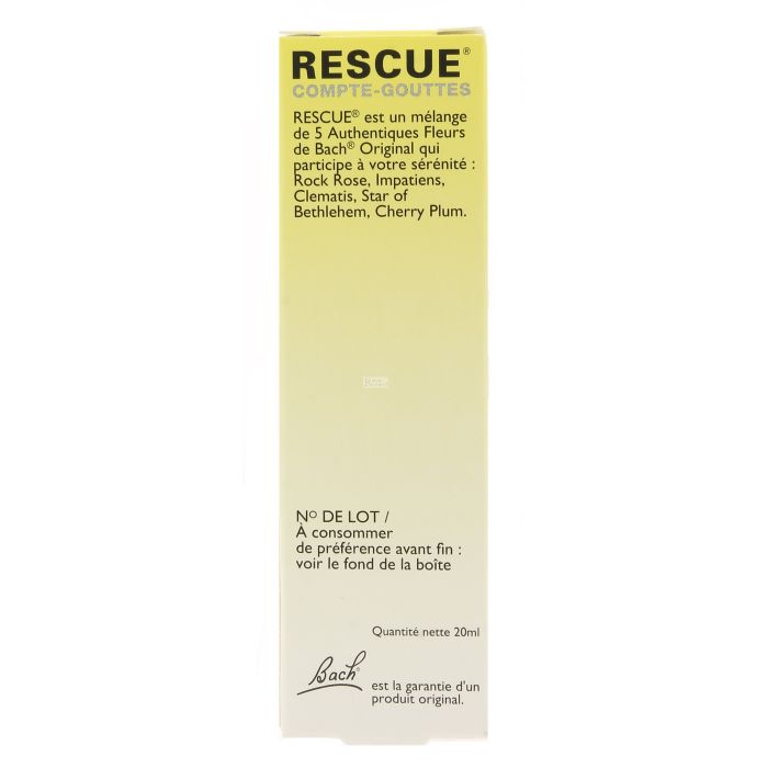 rescue bach compte gouttes fleurs de bach 20 ml equilibre emotionnel