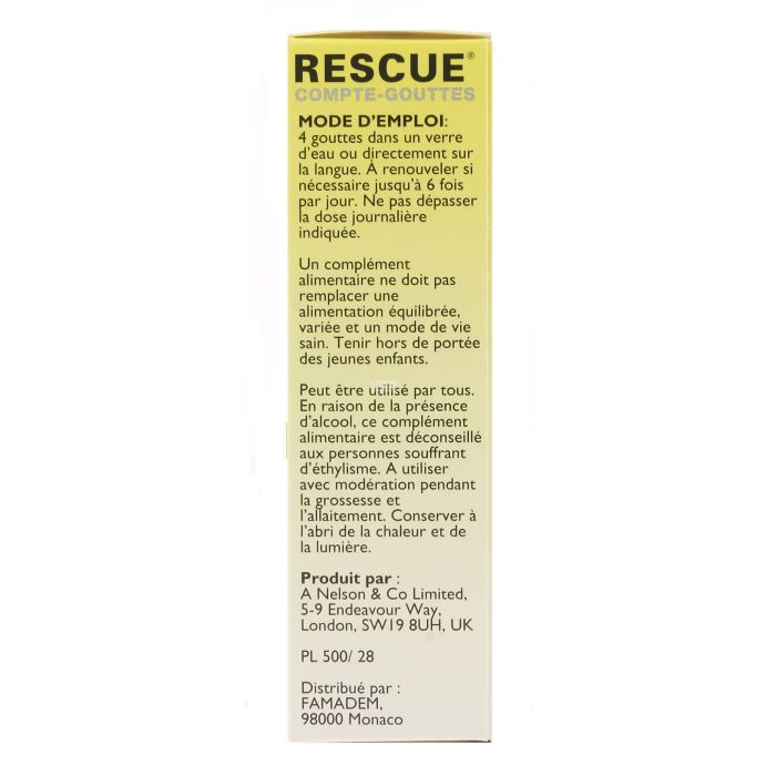 rescue bach compte gouttes fleurs de bach 20 ml equilibre emotionnel