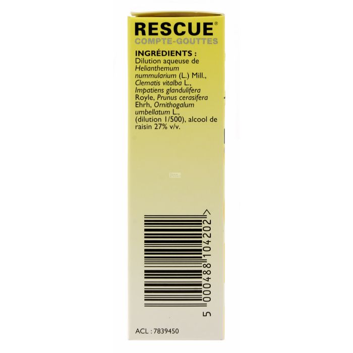 rescue bach compte gouttes fleurs de bach 20 ml equilibre emotionnel