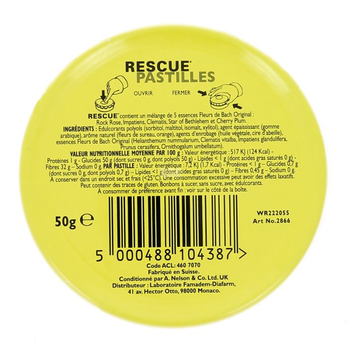 Pastilles Rescue Fleurs de Bach 50g Saveur Orange