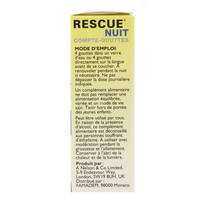 Fleurs de Bach Gouttes 10ml Rescue Nuit