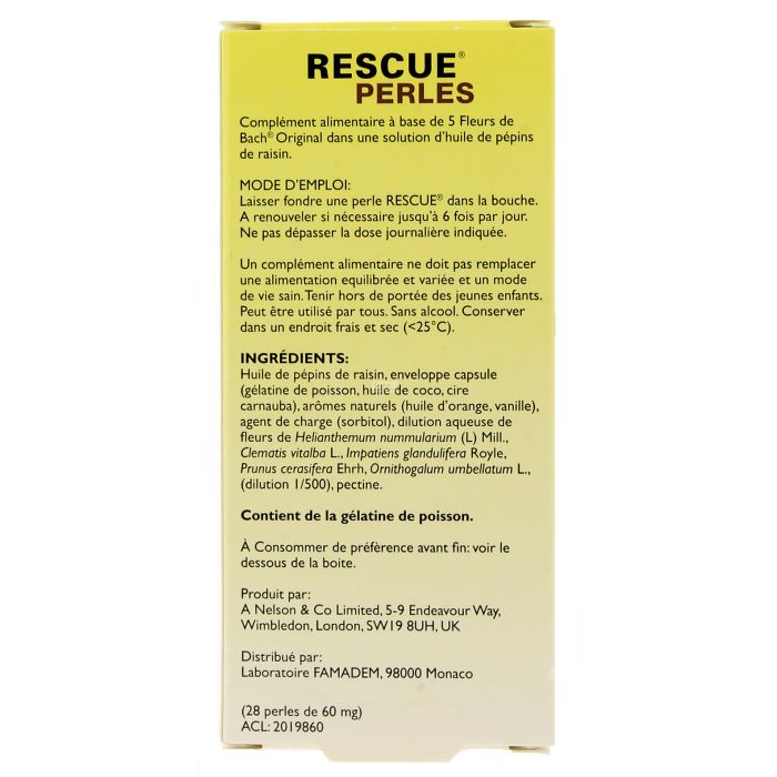 28 capsules Rescue Perles Fleurs de Bach