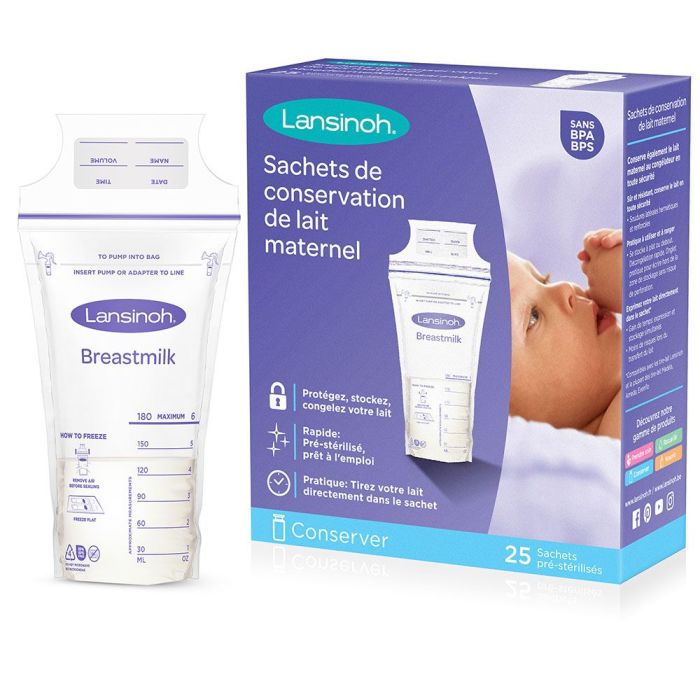 LANSINOH Sachets de Conservation du Lait Maternel x25