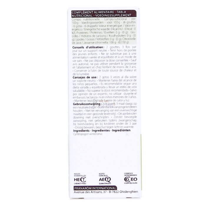 Huile essentielle citronnel de java pranarom 10ml
