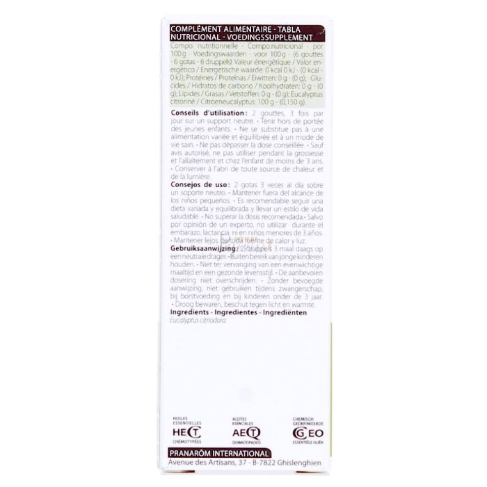 Pranarom huile essentielle eucalyptus citronne bio 10ml