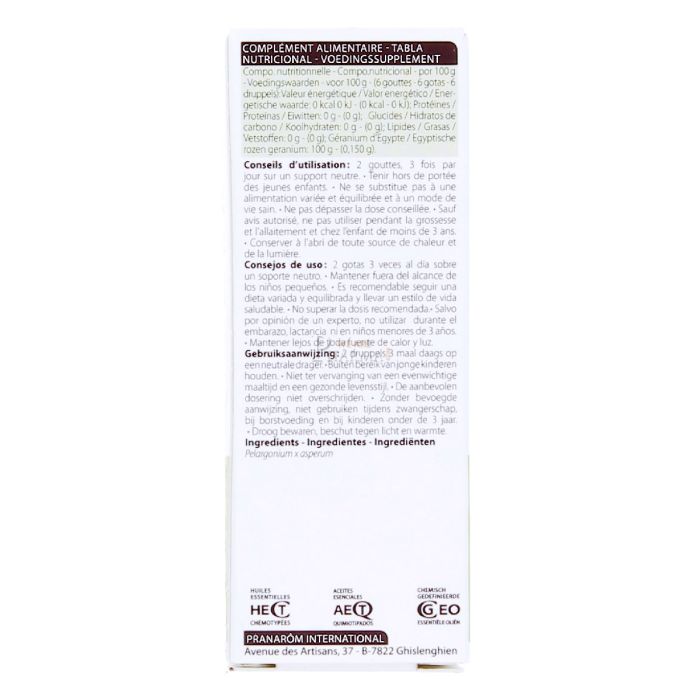 Huile essentielle geranium d'egypte pranarom 10ml