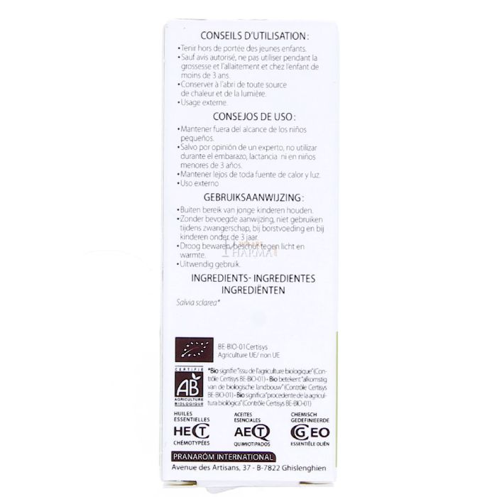 Pranarom huile essentielle sauge sclaree bio 10ml