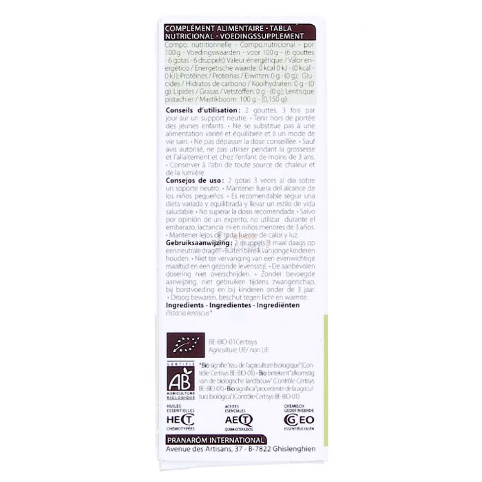 Huile essentielle lentisque pistachier bio pranarom 5ml