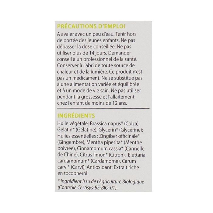 Capsules pranarom oleocaps 3 pour la digestion du transit