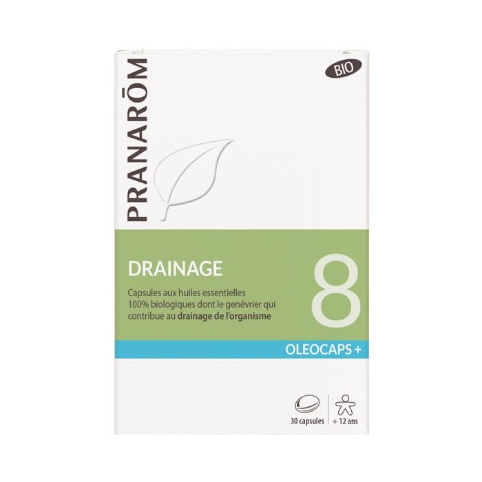 Capsules Pranarom Oleocaps 8 BIO pour Drainage x30 
