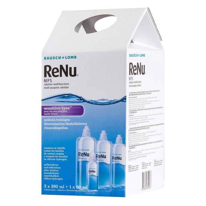 renu solution polyvalente pour yeux sensibles pack economique 3x355ml