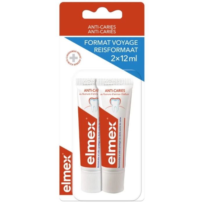 ELMEX ANTI-CARIES DENTIFRICE TUBE DE VOYAGES 2 x 12ML