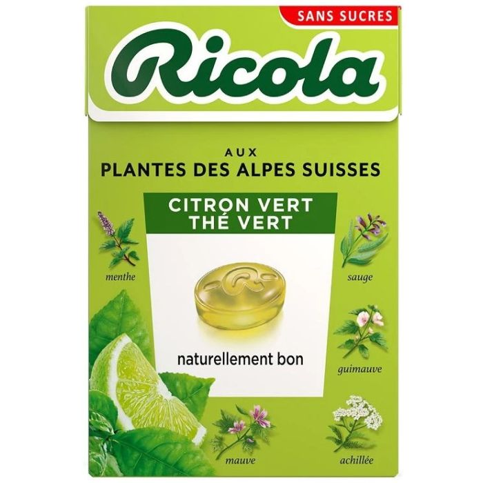 Ricola Bonbons Sans Sucres Citron Vert Thé Vert 50g