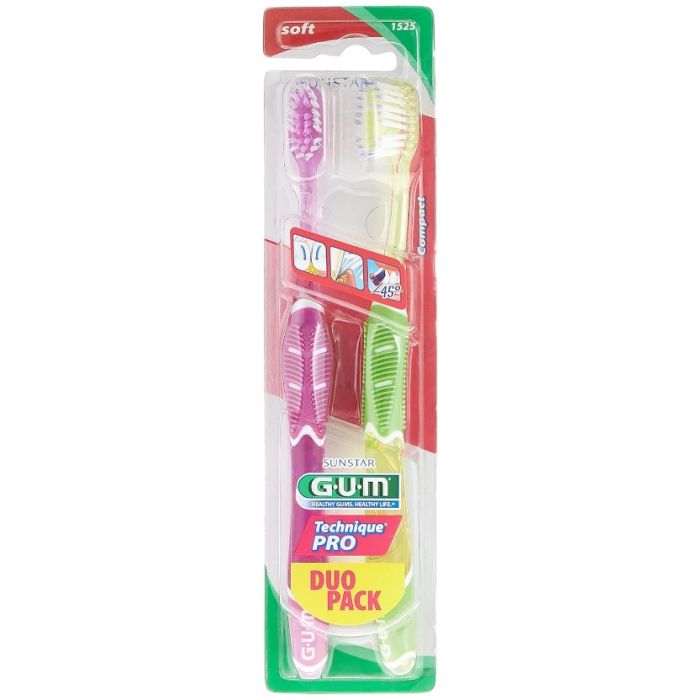 GUM Brosse à Dents Technique Pro SOUPLE 1525 - 2 brosses