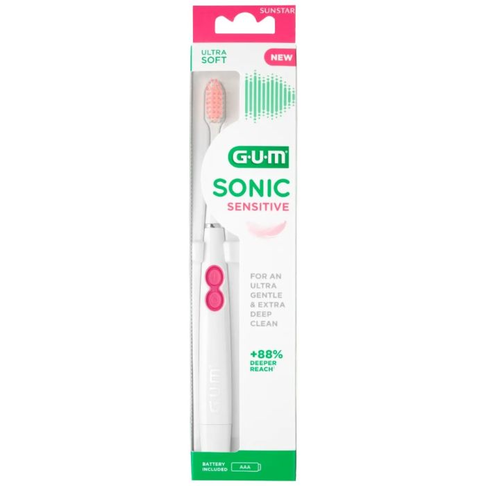 Brosse à Dents Gum Sonic Sensitive Ultra Souple à Piles