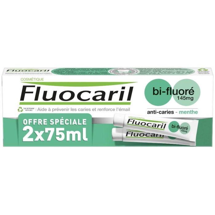 fluocaril dentifrice bi145 saveur menthe 2x75ml