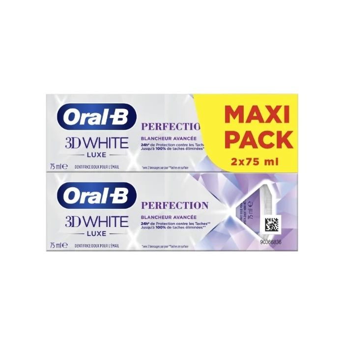 oral b 3d white luxe perfection dentifrice duo 2x75ml