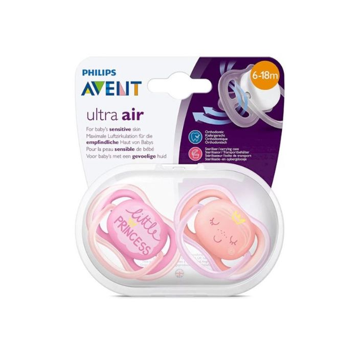 Avent Ultra Air Sucette Hello Princesse 6-18 mois x2