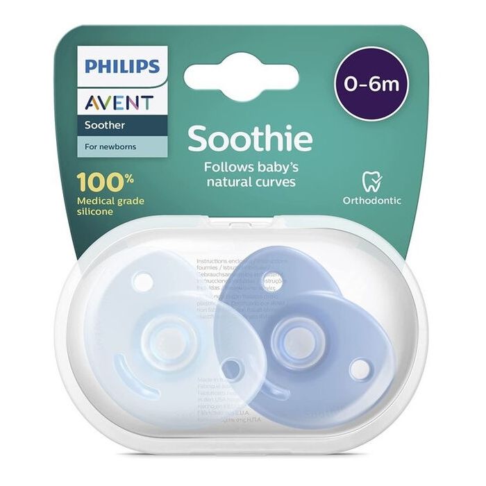 Orthodontic Soothie Avent Sucette 0-6m Bleu x2