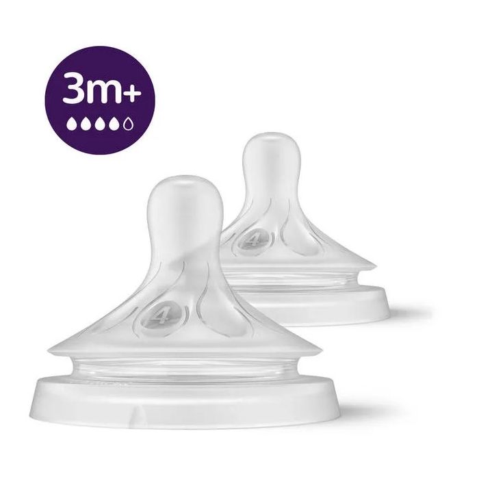 2x Tétine Avent Natural Response Silicone Débit 4 - 3 mois