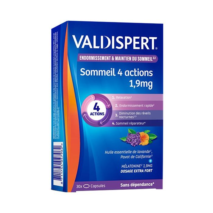 valdispert 4 actions melatonine 1 9mg