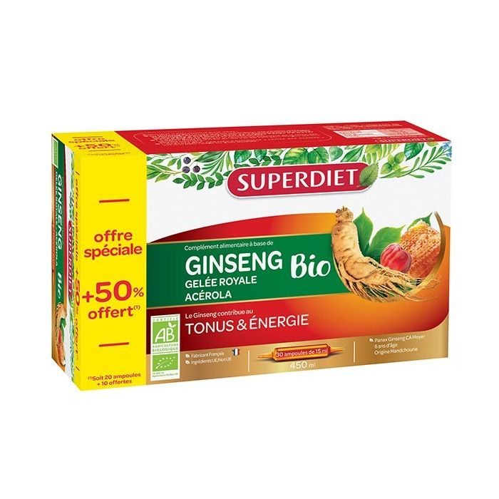 SUPER DIET GINSENG ET GELEE ROYALE VITAMINE C 20 AMPOULES